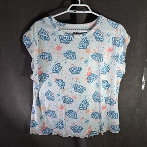 Kellogg's Pop Tarts White Pink Blue Ruffled Edges Light PJ Tee NWOT XL
